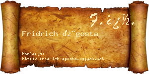 Fridrich Ágosta névjegykártya